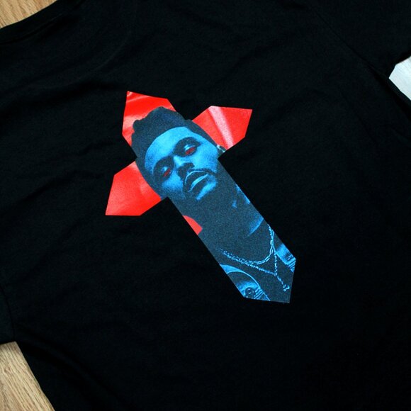 The Weeknd STARBOY Red Cross Black T-Shirt Sizes S - XL - Picture 1 of 5